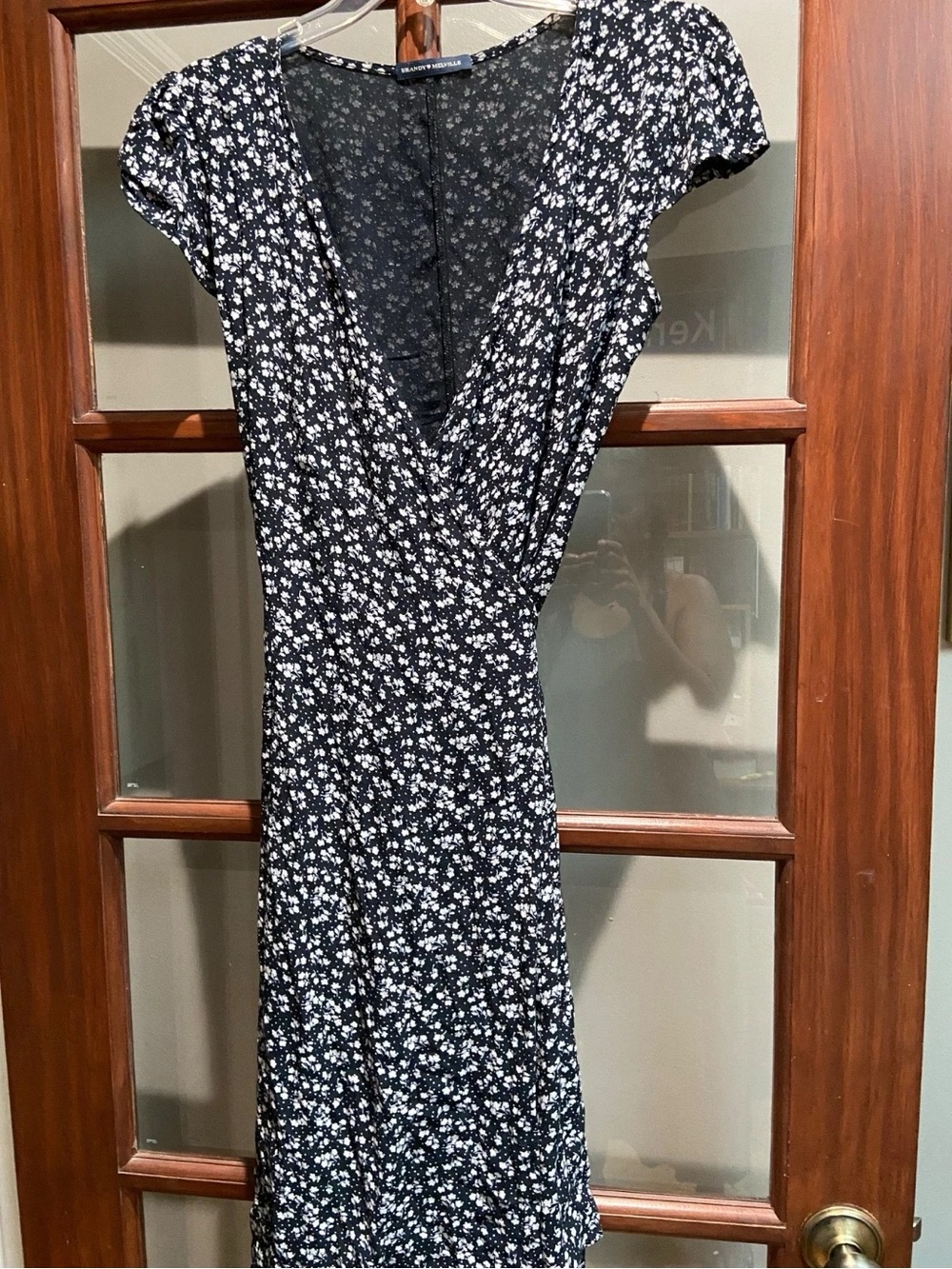 Brandy Melville Black Floral Wrap Midi Dress